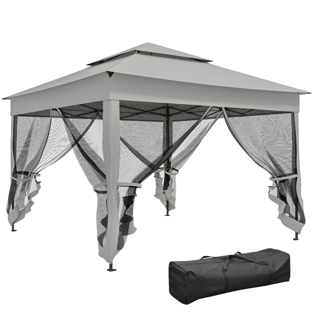Gazebo da Giardino Pieghevole Pop-up ¨C Xylo ¨C Acciaio Poliestere Impermeabile Anti UV con Zanzariere