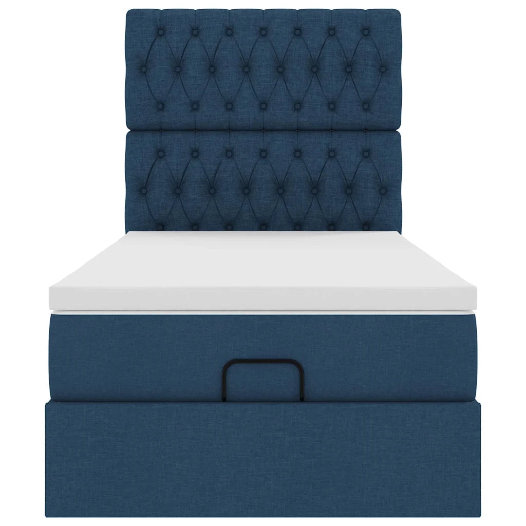 Pouf Letto con Materasso e LED Blu 100x200 cm in Tessuto 3314071