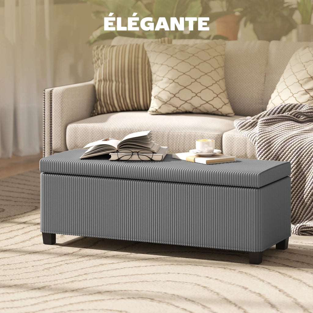 Pouf Contenitore in Velluto Grigio ¨C ZephMum ¨C 112x42x40 cm