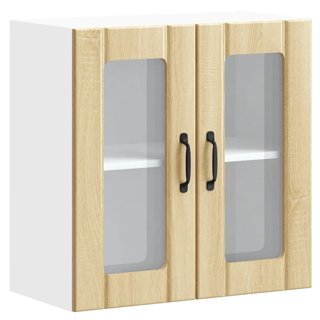 Pensile da Cucina con Porta in Vetro-Mobile Cucina da Parete Lucca Rovere Sonoma 841581
