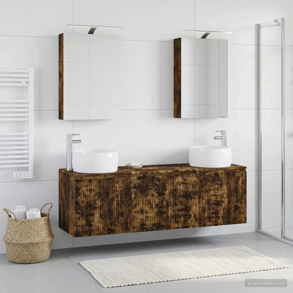 Set di Armadi da Bagno 5 pcs Rovere Fumo Legno ingegnerizzato 3406515
