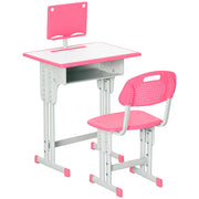 Scrivania per bambini con sedia e ripiani ¨C zephmum ¨C rosa 60x45x90-102 cm