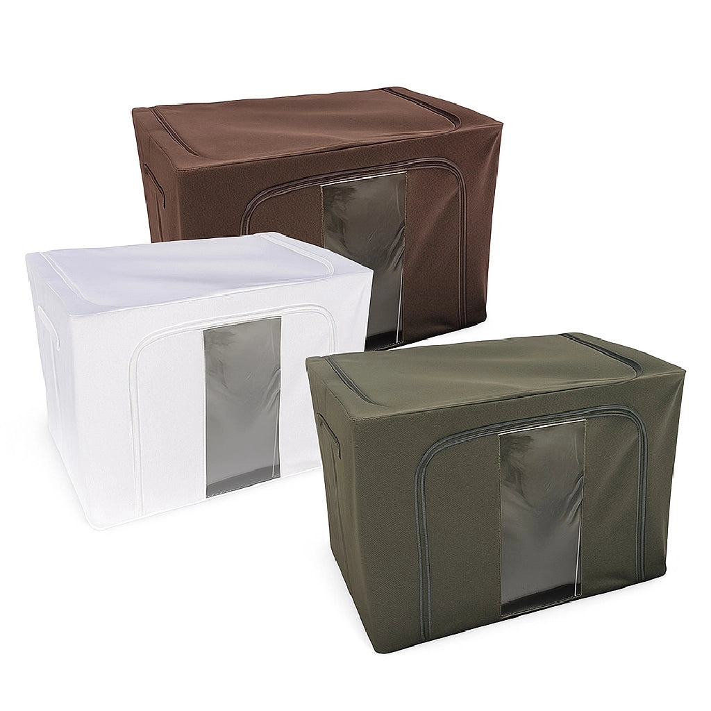 3 Scatole Pieghevoli per Armadio 40x30x20 con Struttura in Metallo e Tnt Resistente