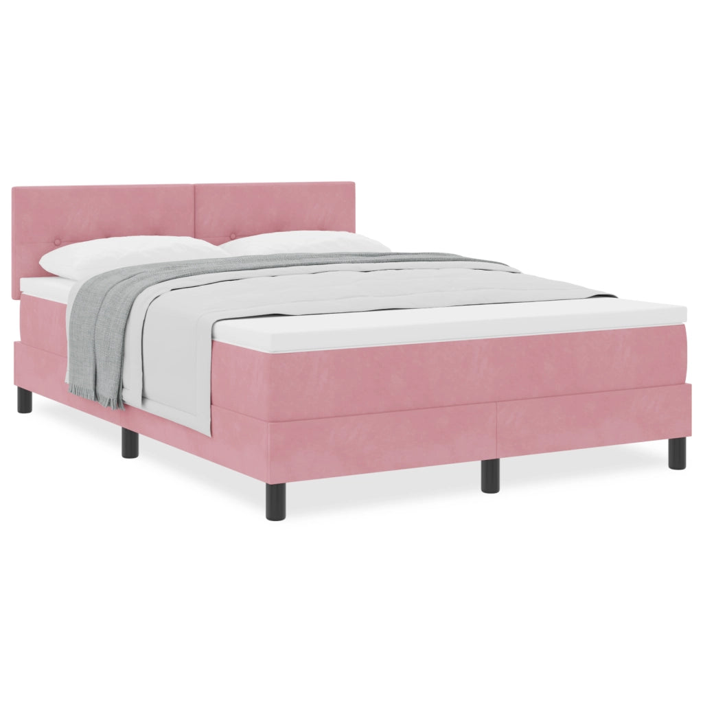 Letto a Box con Materasso Rosa 140x200 cm in Velluto