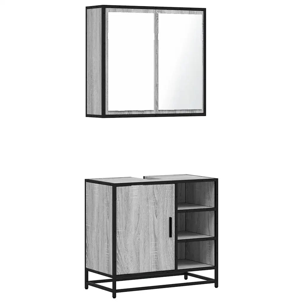 vidaXL Set Mobili da Bagno 2 pz Grigio Sonoma in Legno Multistrato