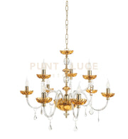 LAMPADARIO PATRICIA 9 LUCI ATTACCO E14 COLORE AMBRA D.88CM