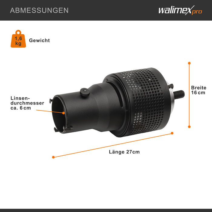 Walimex Attacco per proiezione con connessione universale, sagomatore di luce per flash con 4 lamine e sagome di colore diverso, per flash, per effetti di luce creativi in fotografia