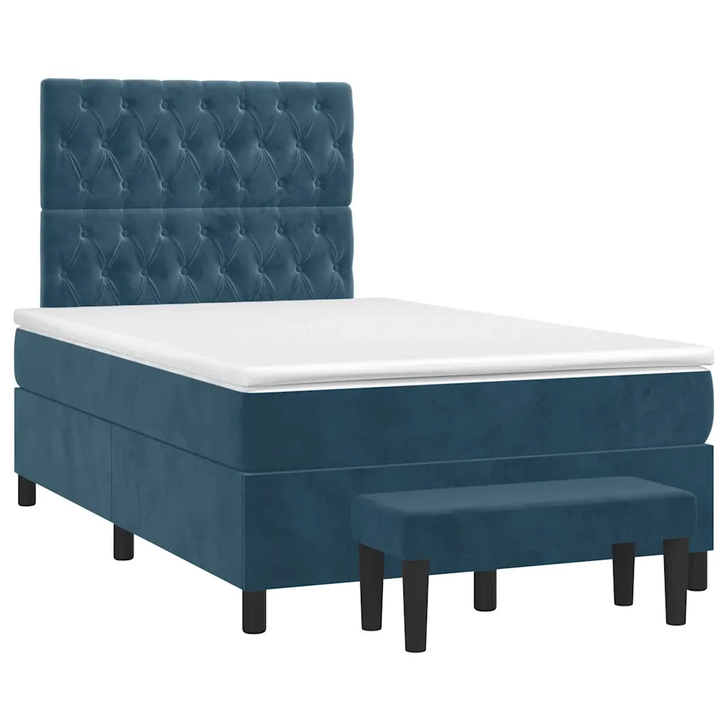 Giroletto a Molle con Materasso Blu Scuro 120x200 cm in Velluto