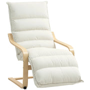 Poltrona reclinabile in velluto con poggiapiedi regolabile ¨C Minimal ¨C 67x93x105cm, crema