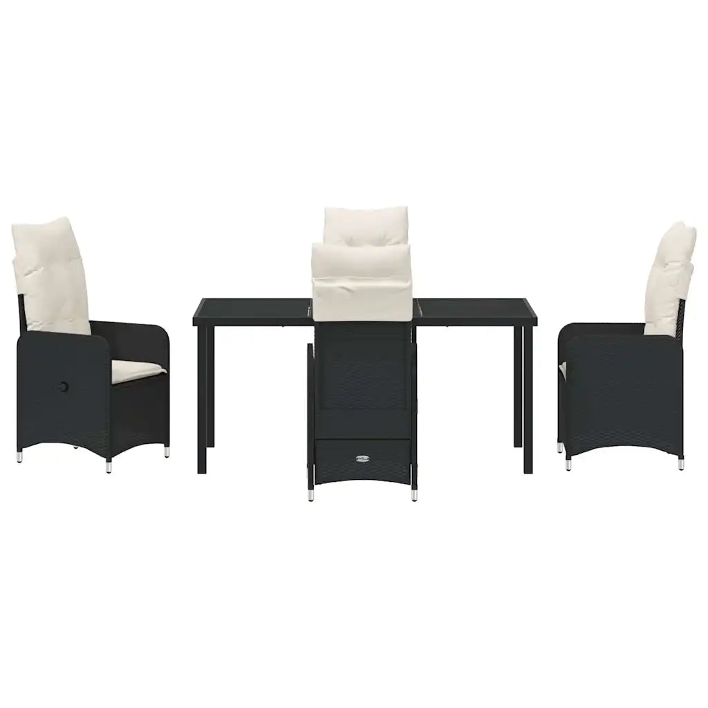 Set da Pranzo per Giardino con cuscino 5 pcs Nero polyrattan 3379635