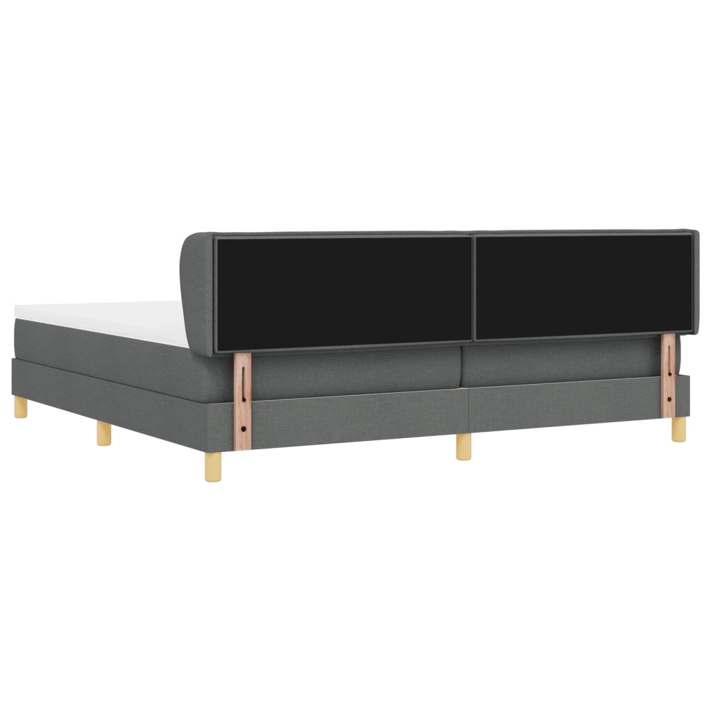 Letto Box Spring con Materasso Grigio Scuro 200x200 cm in Tessuto