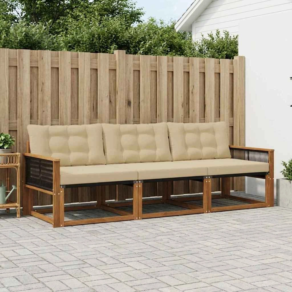 Set di divani da esterno 3 pz Naturale e Beige 3381217