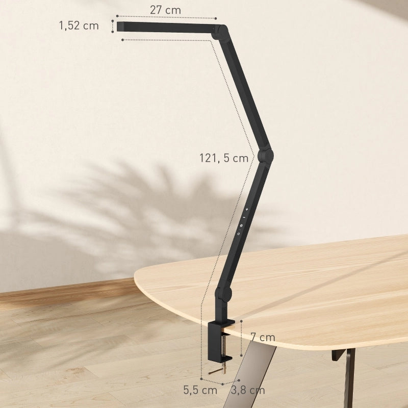 Lampada da scrivania, luminosit¨¤ e colore regolabili, morsetto in metallo, 96 LED, nera
