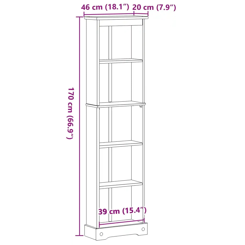 Libreria Bianco 46 x 20 x 170 cm Pino massello
