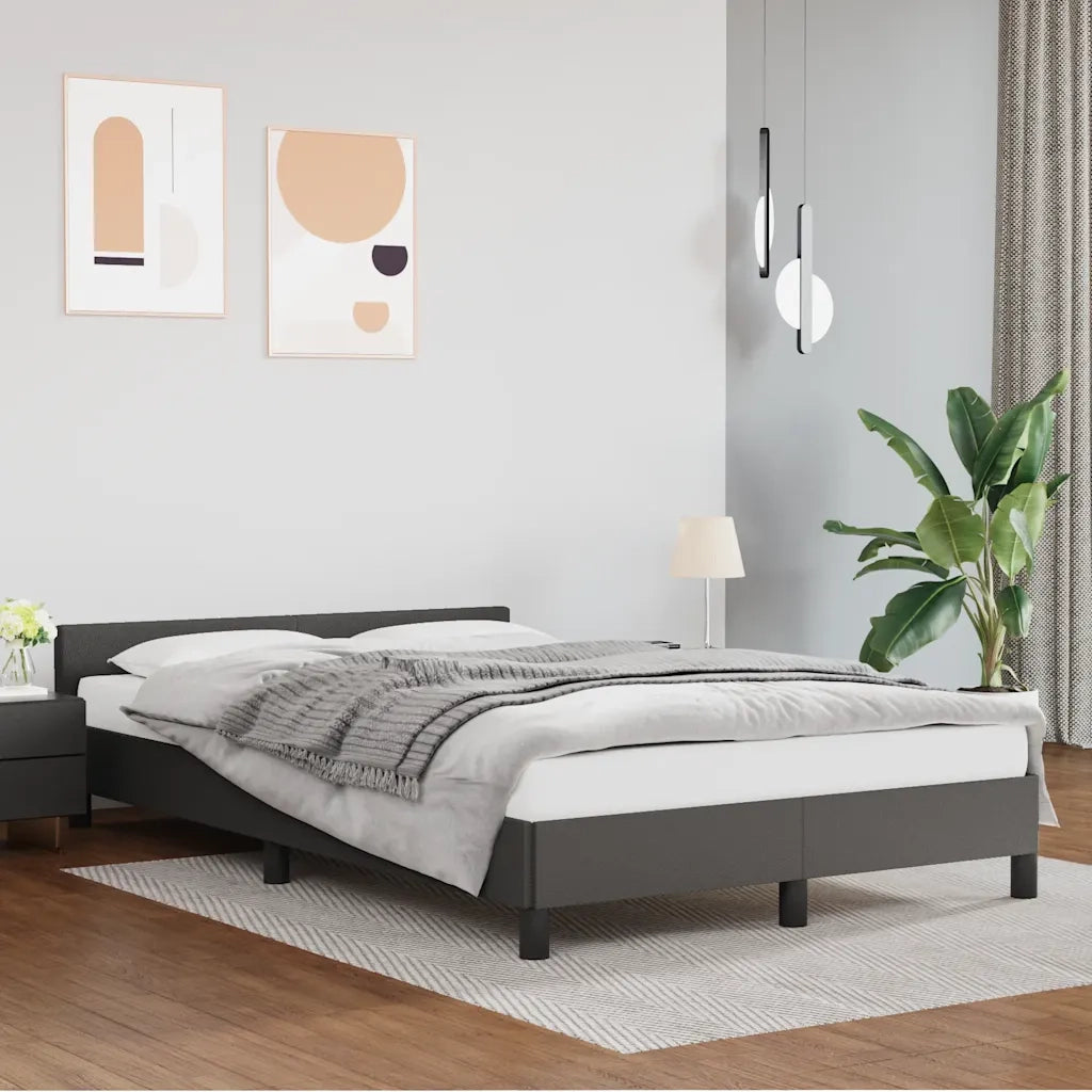 Giroletto con Testiera senza Materasso-Struttura Letto Grigio 120x200 cm
