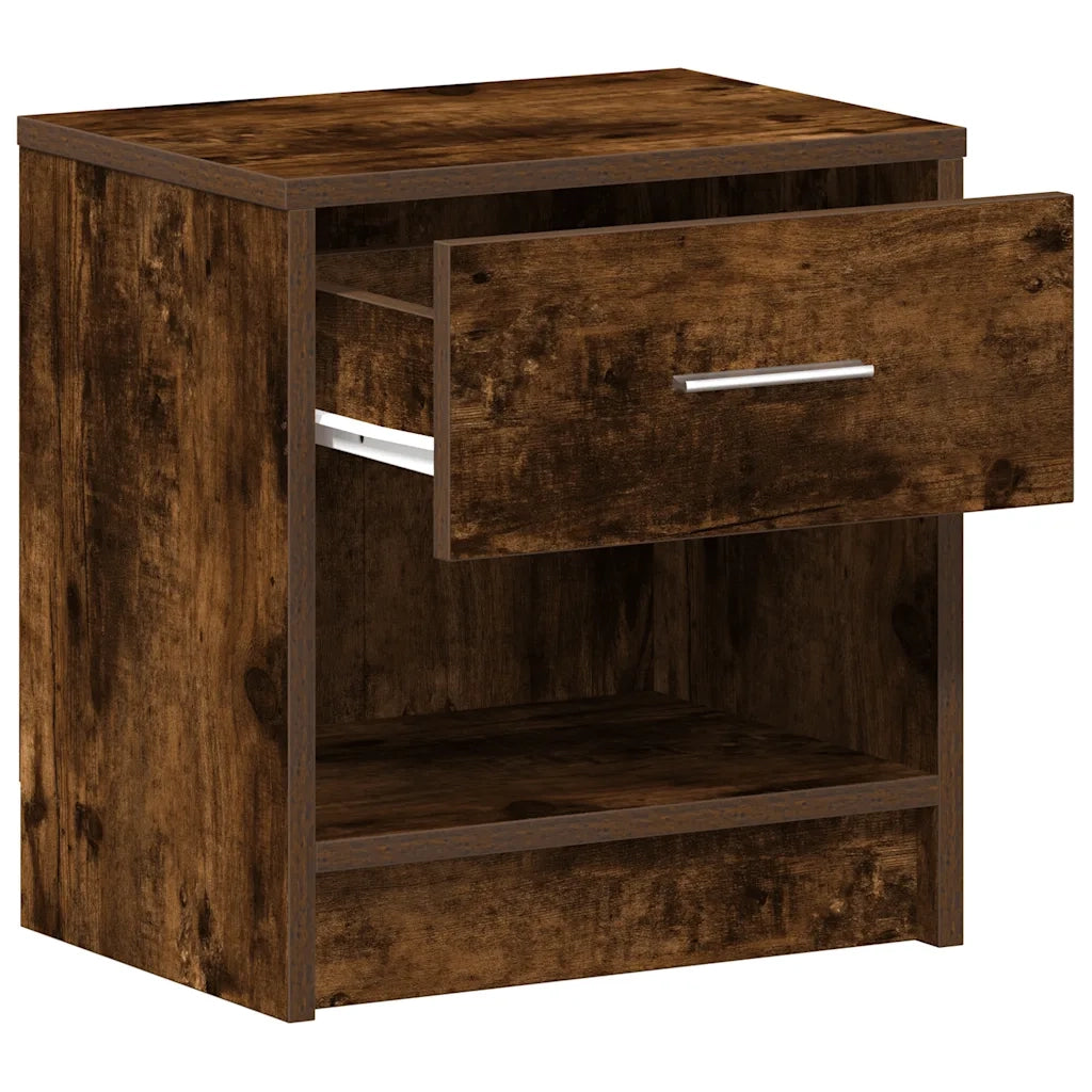 Comodini 2 pz con Cassetto-Set di 2 Tavolino da notte Rovere Fumo 39x28x41 cm