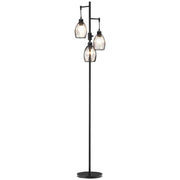 LAMPADA DA TERRA INDUSTRIALE CON 3 PARALUMI E INTENSITÓ REGOLABILE, IN ACCIAIO, 30X30X170.5 CM, NERO