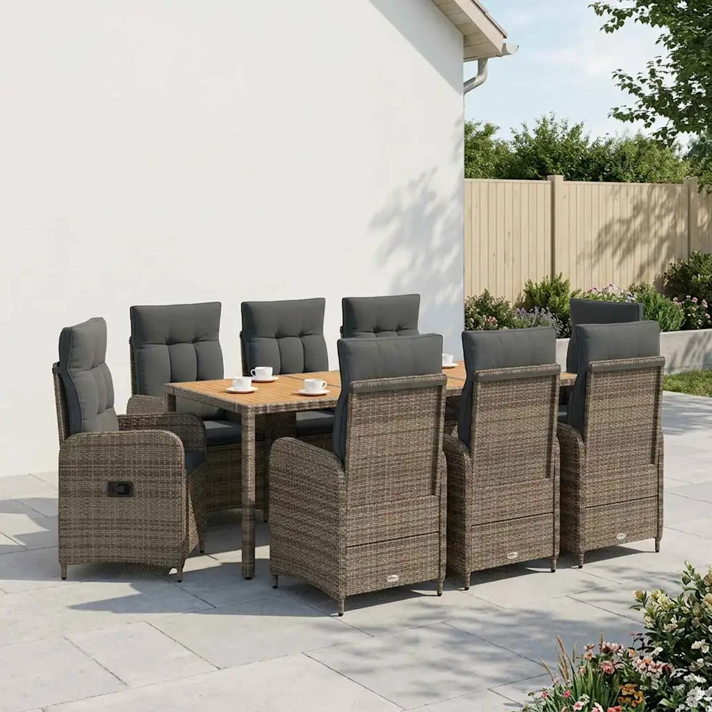 Set da pranzo per esterni 9 pz Grigio chiaro e grigio scuro 3422289