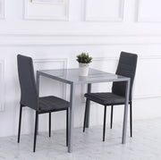 Tavolo da pranzo 75x75x75 cm per 4 persone in vetro e acciaio grigio