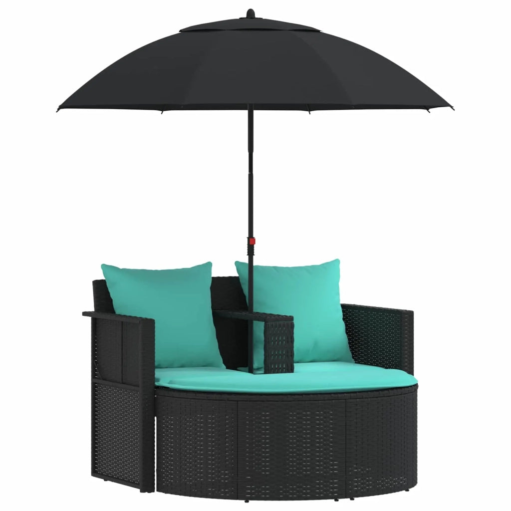 Divano da giardino con cuscino 8 pcs Nero e Turchese polyrattan 42025904