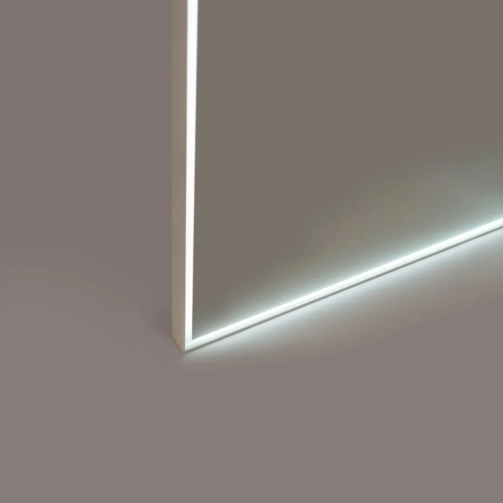 Specchio rettangolare da parete con luce Laddy con cornice in alluminio antracite | Duzzle