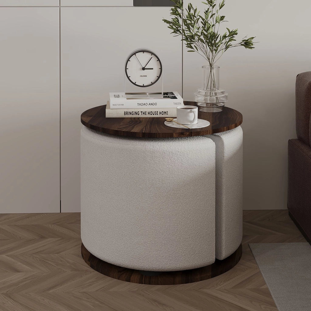 Tavolino in legno con poggiapiedi "Vexana" - 43 x 43 x 47 cm - Marrone