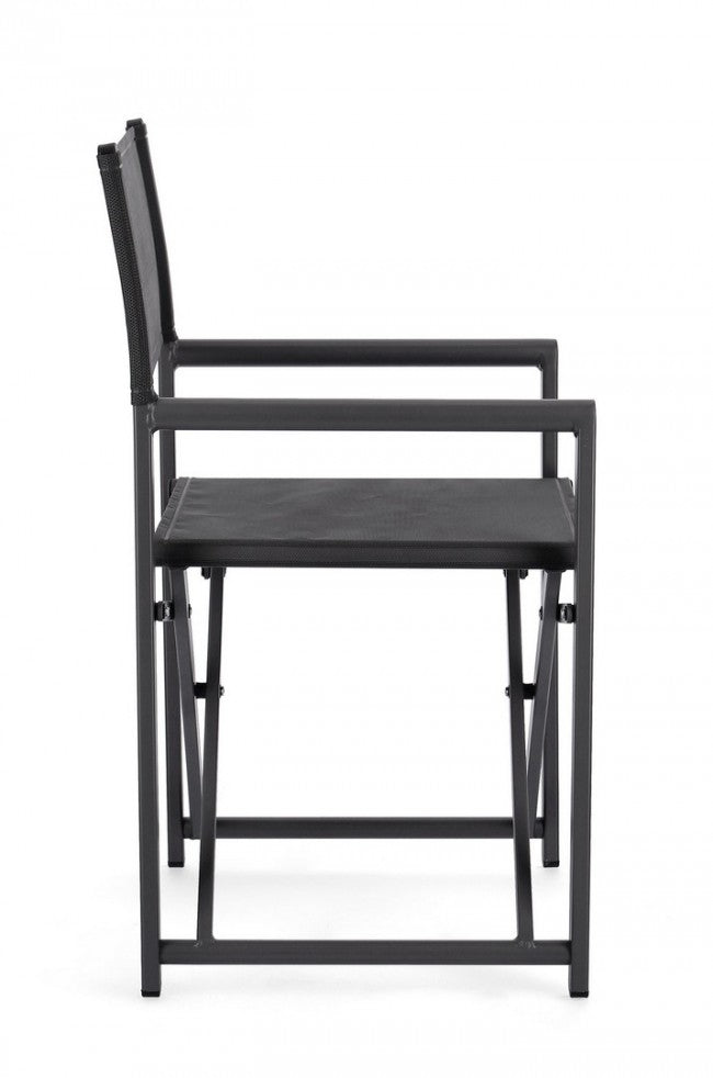 Set 2 Sedie Regista da Giardino 48x56x86h cm Taylor Grigio Scuro/Antracite