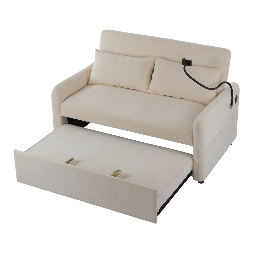 Divano Letto Doppio Pieghevole ¨C MINIMAL ¨C con Schienale Regolabile, Porta Cellulare, USB, Tessuto