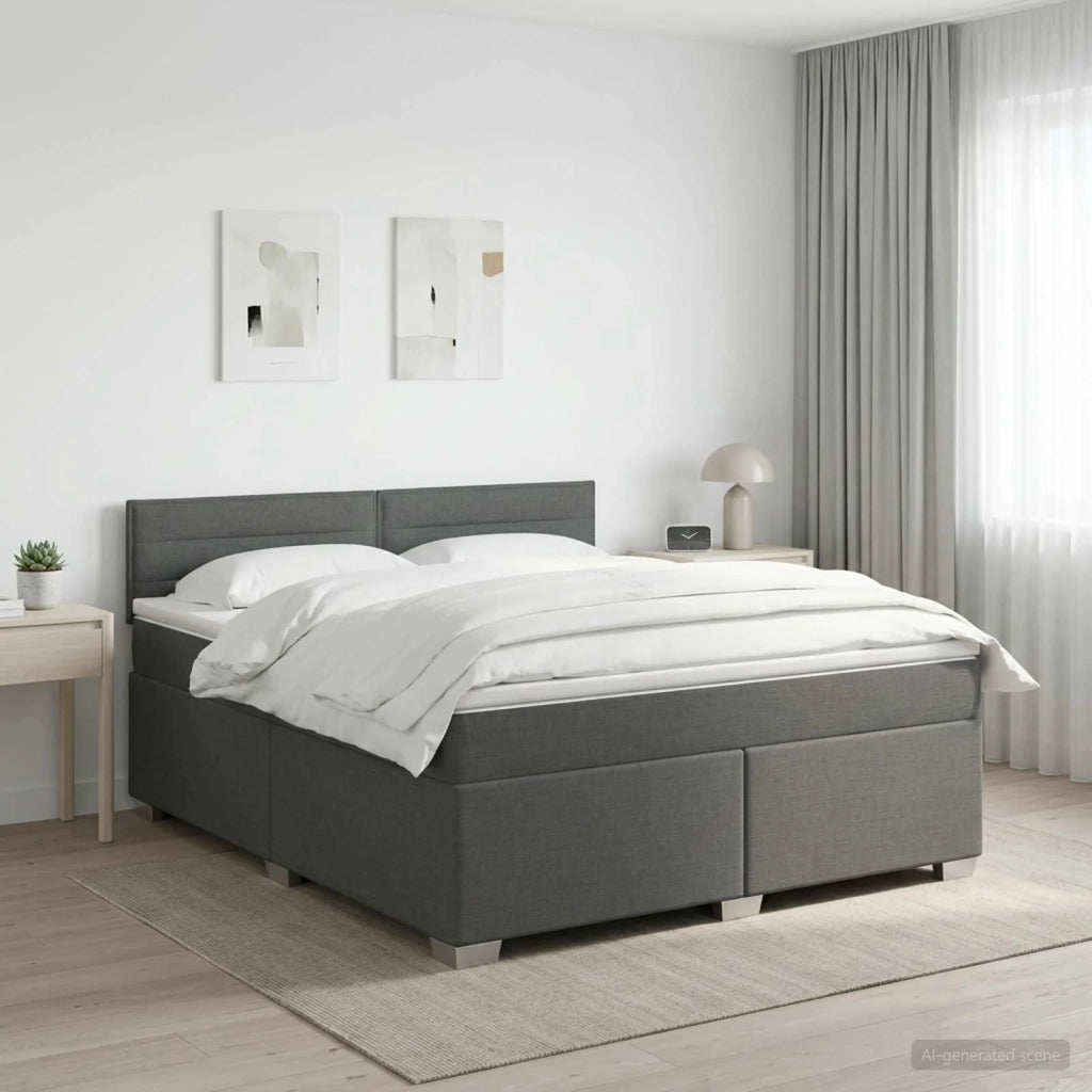 Letto box spring con materasso Grigio Scuro 140 x 190 cm 3450468