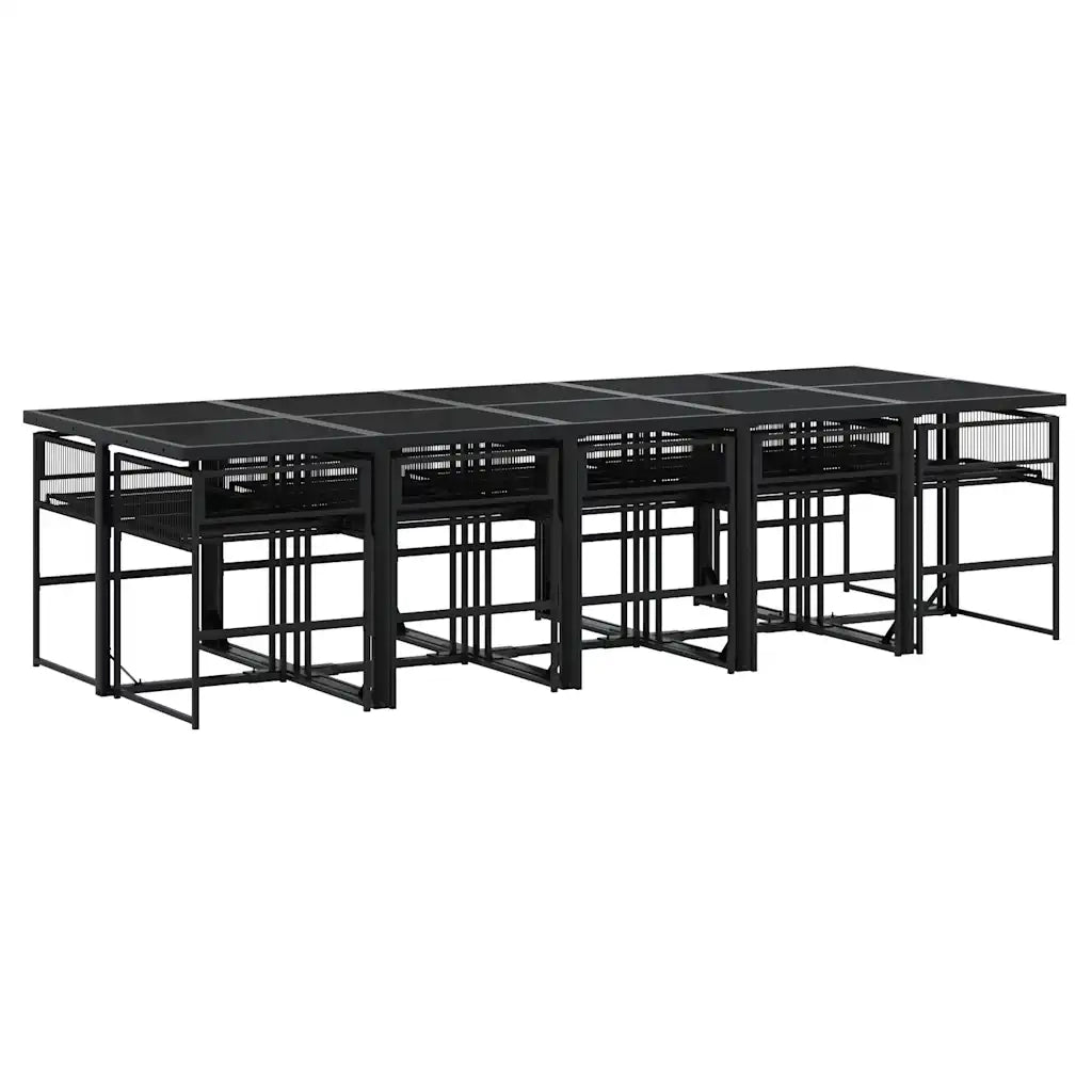 vidaXL Set da Pranzo da Giardino 11 pz con Cuscini in Polyrattan Nero