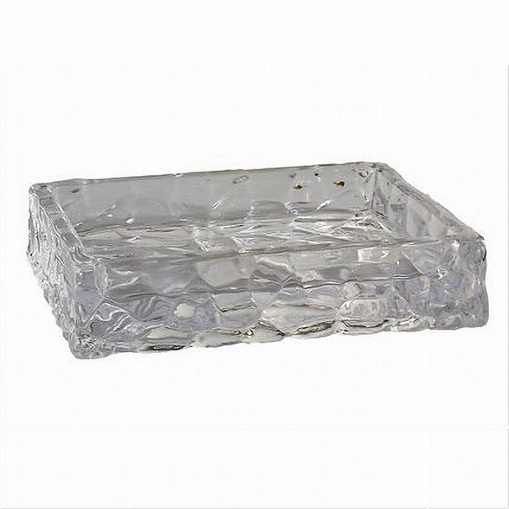 Piatto Porta Sapone Saponetta Vetro Trasperente Effetto Sassi Arredo Bagno 10364