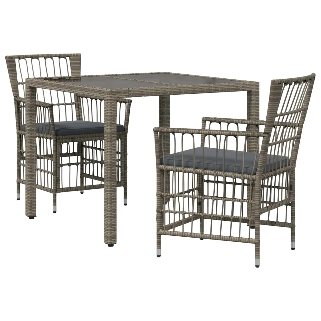 Set da pranzo per esterni 3 pz Grigio polyrattan 3448933