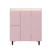Mobile bagno con 2 cassetti e lavabo integrato; LED e piedini alti per bagno; rosa; 76×47×89 cm