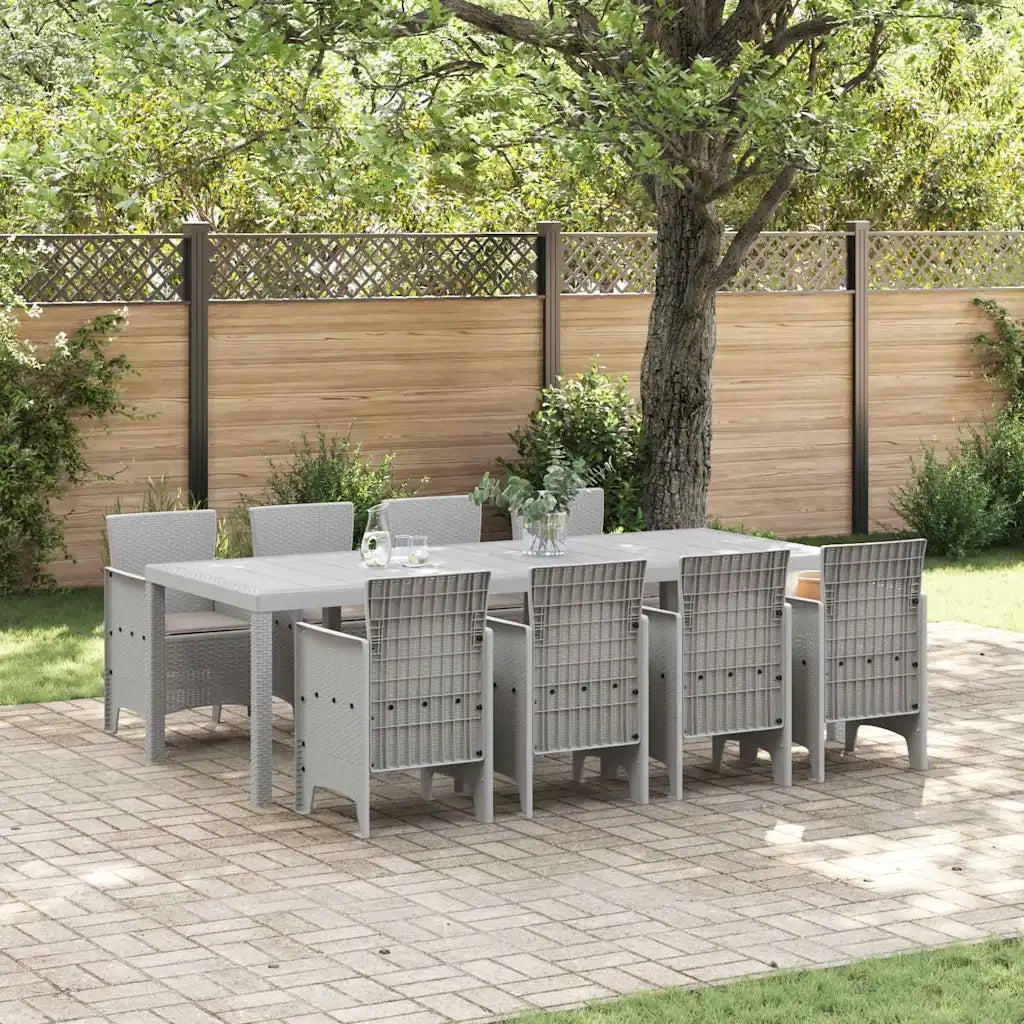 Set da Pranzo per Giardino 9 pcs Bianco Polipropilene