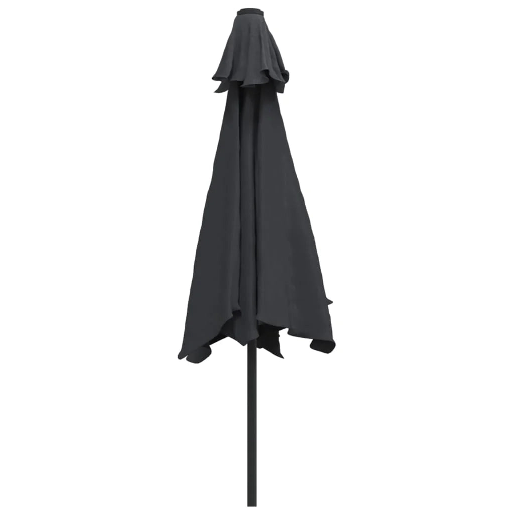 Ombrellone da esterno con LED e palo in acciaio nero da 300 cm 02_0008176