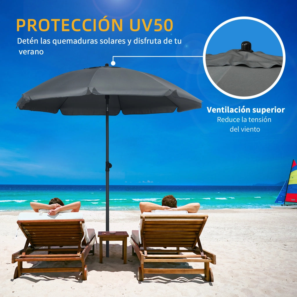 Ombrellone da Giardino con Protezione UV50+ ¨C zephmum ¨C Grigio Scuro ?180x209 cm