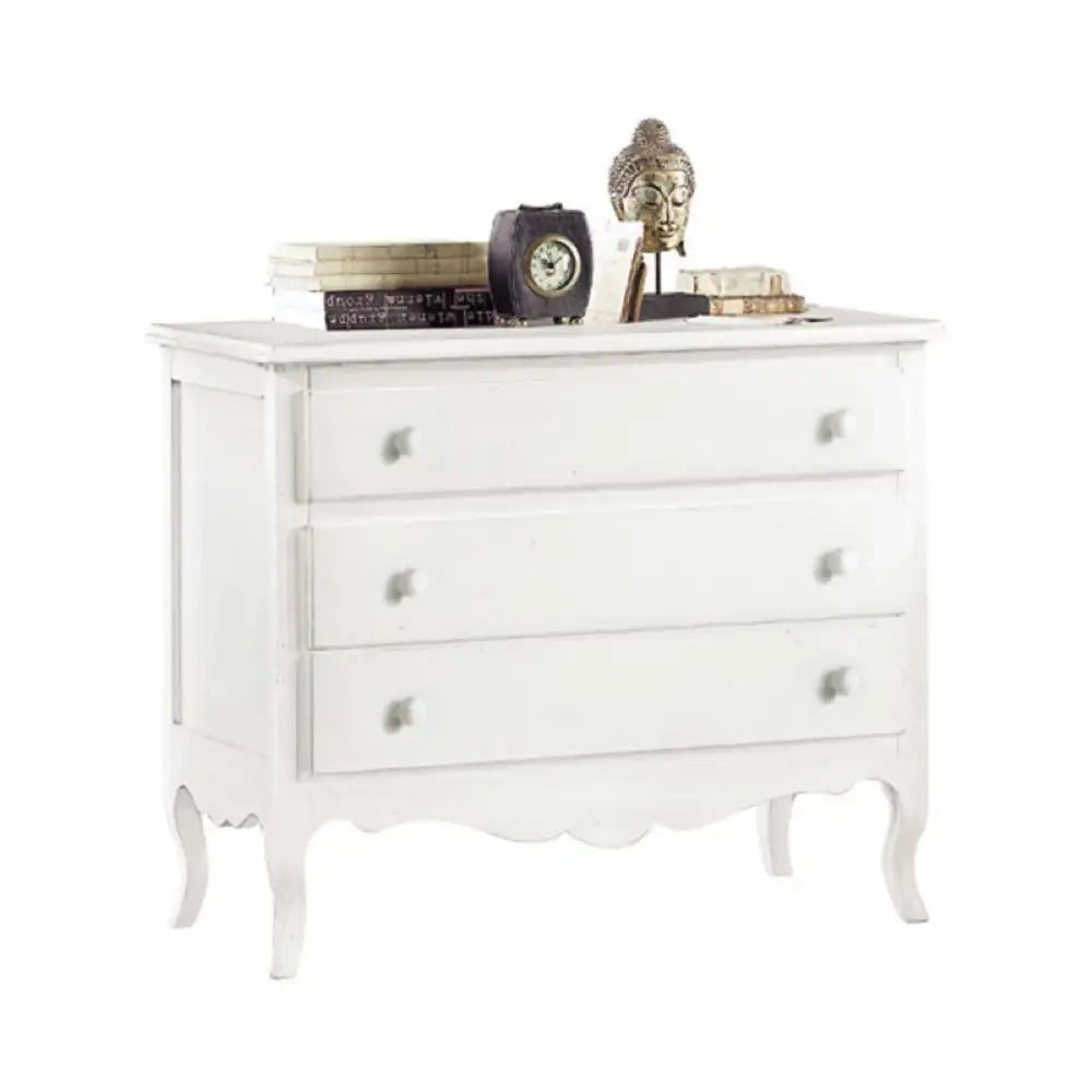 Como 3 cassetti arte povera in legno massello e mdf con rifinitura in bianco 107x52x89 H