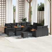 Set Divano da Giardino con cuscino 17 pcs Nero polyrattan 3365184