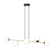 Lampada a sospensione Gravity in acciaio nero e dettagli oro