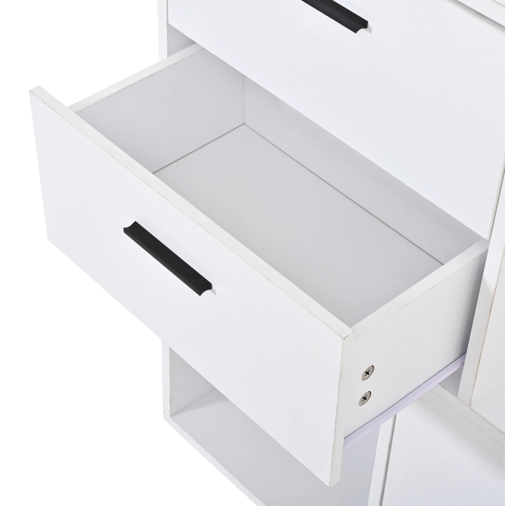 Guardaroba da ingresso 90x30x180 cm con specchio, scarpiera e 2 cassetti bianco HAVRYA