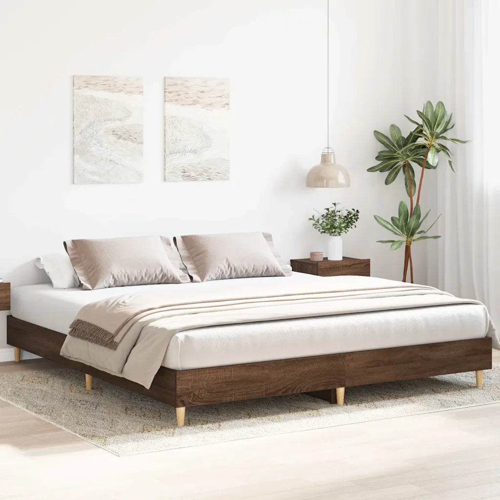 Giroletto senza Materasso-Struttura Letto Rovere Marrone 200x200 cm Truciolato 691978