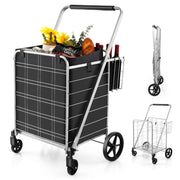 Carrello spesa pieghevole 126L, Carrello per alimenti pesanti con rivestimento impermeabile e portata 150kg Argento-Strumenti cucina