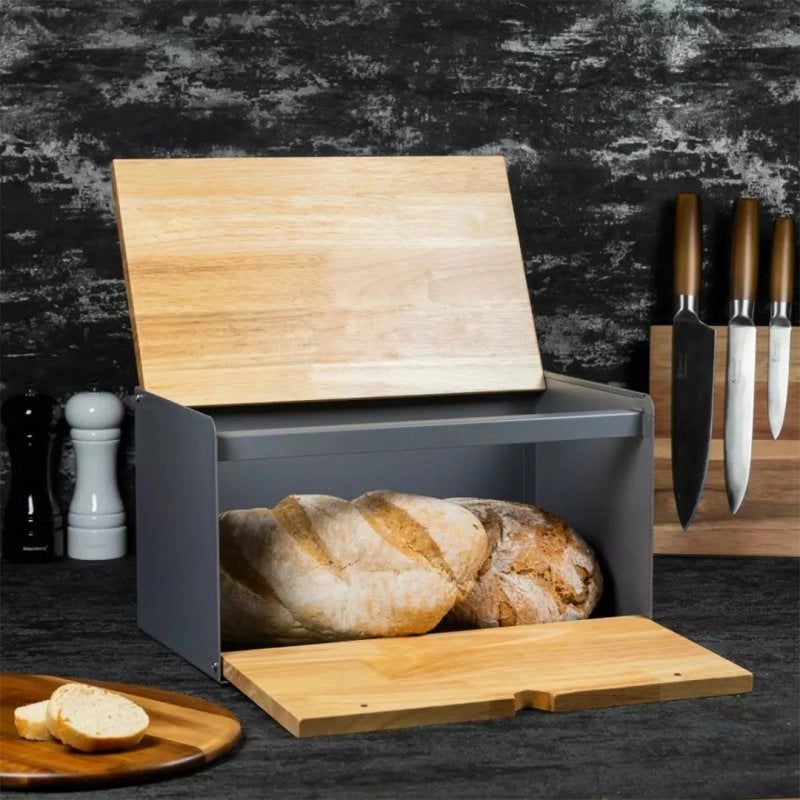 Klausberg KB-7395 Portapane bifacciale in acciaio e legno