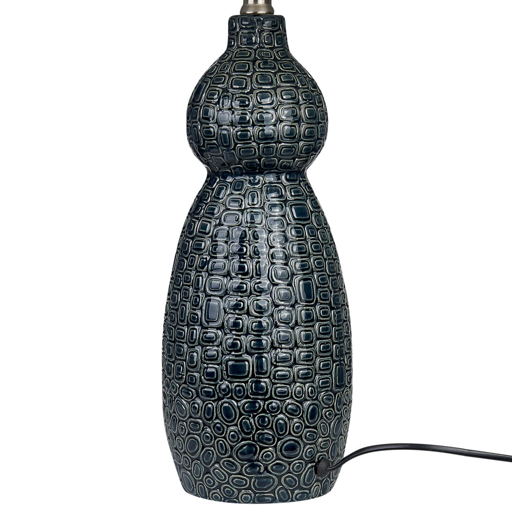 Lampada da tavolo Base in ceramica blu scuro nero Paralume in tessuto Illuminazione d'ambiente Lampada da tavolo da comodino