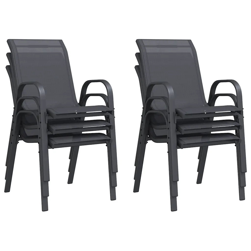 Sedie da Giardino Impilabili 6 pz in Tessuto Textilene Grigio 318784