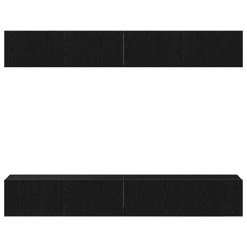 Set di mobili per TV a parete in 4 pezzi di  in legno ingegnerizzato nero rovere