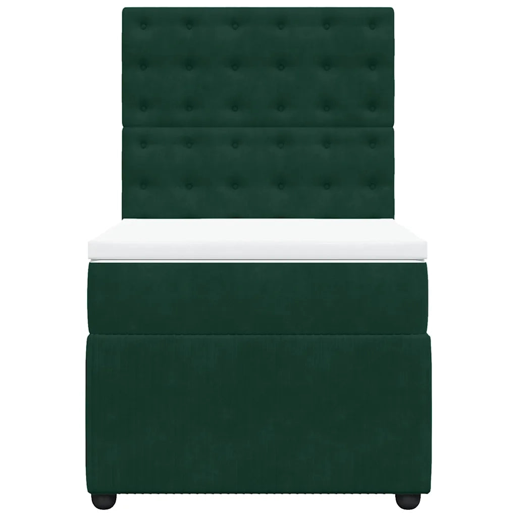 Giroletto a Molle con Materasso Verde Scuro 90x190 cm Velluto