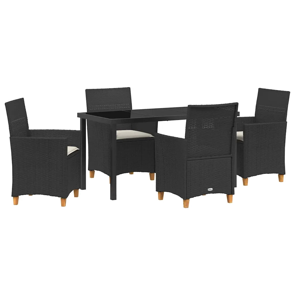 Set da Pranzo per Giardino 5 pcs Nero polyrattan 3381067