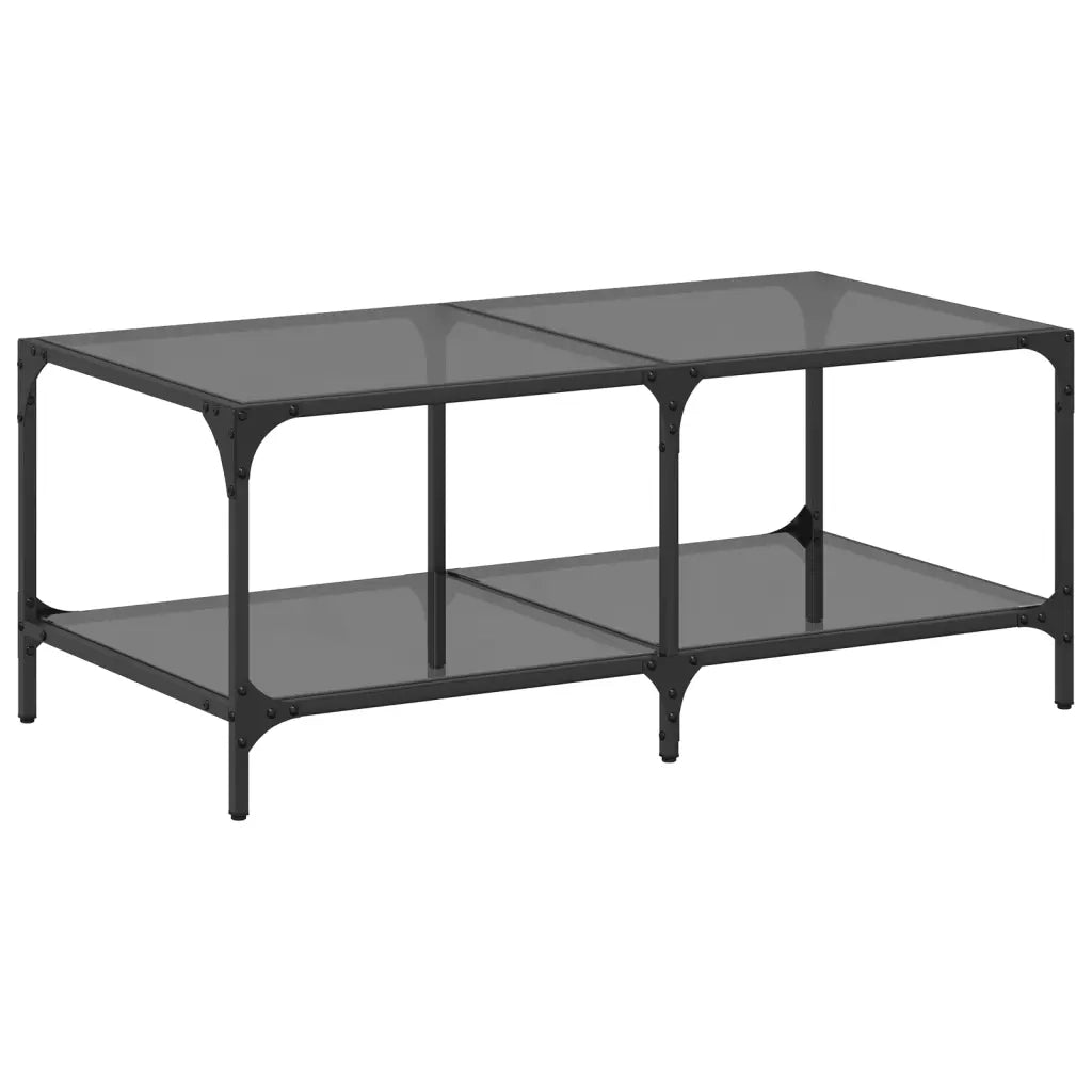 Tavolino da salotto | Tavolino da caff¨¨ | Tavolino da Soggiorno con Piano in Vetro Nero 98,5x50x40 cm Acciaio