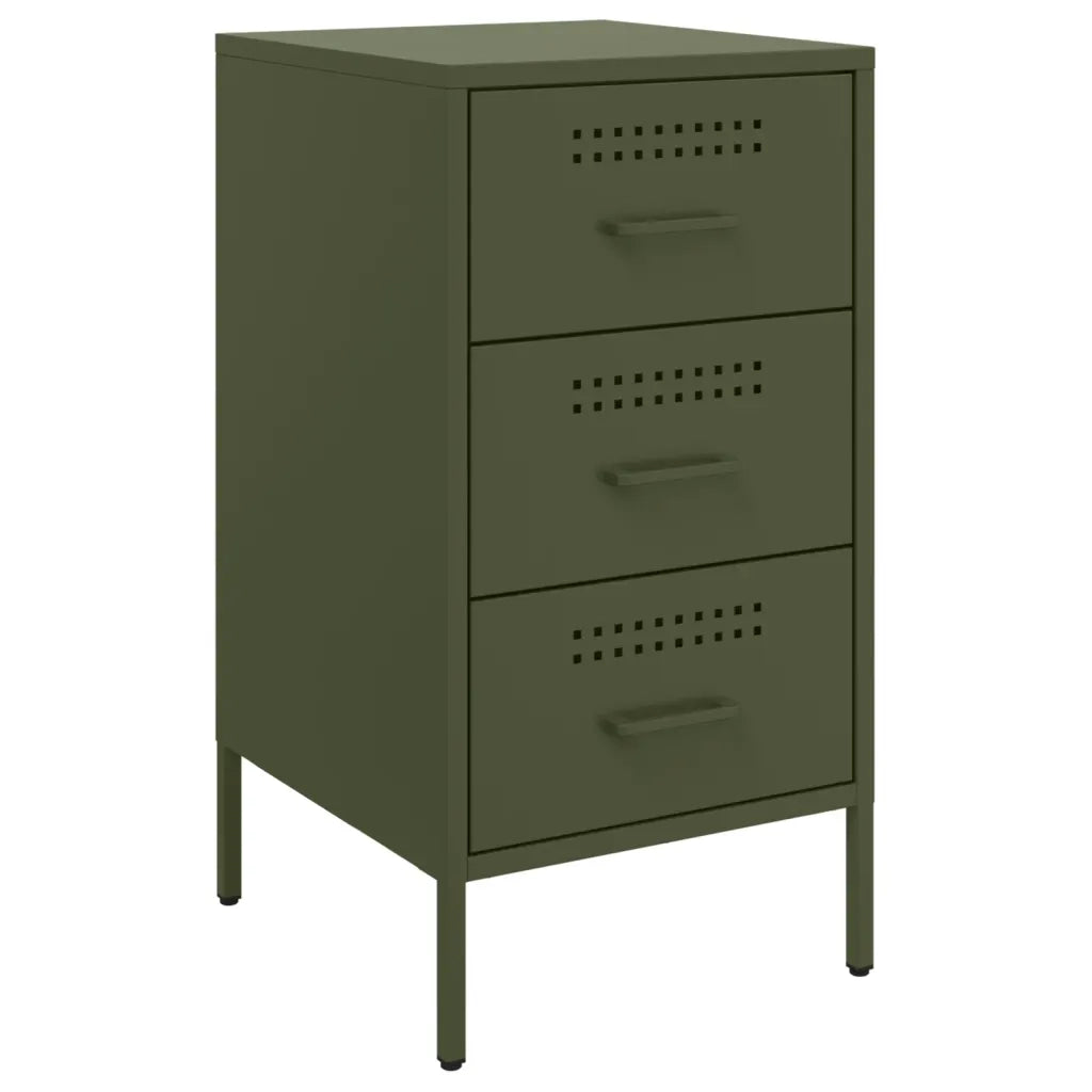 Comodini 2 pz-Set di 2 Tavolino da notte Verde Oliva 36x39x68 cm in Acciaio 773758